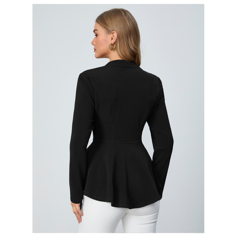 Milumia Women's Casual Long Sleeve Blazer Work Dressy Peplum Ruffle