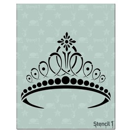Stencil1 Tiara Stencil - Reusable Mylar Template Tiara Stencil for Painting Great for Birthday Parties & Decorations - Stencil for Crafts and Decorations (8.5” x 11”)