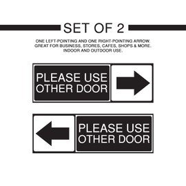 Please Use The Other Door Sticker, Set of 2, Black and White, Vinyl, Self-Adhesive