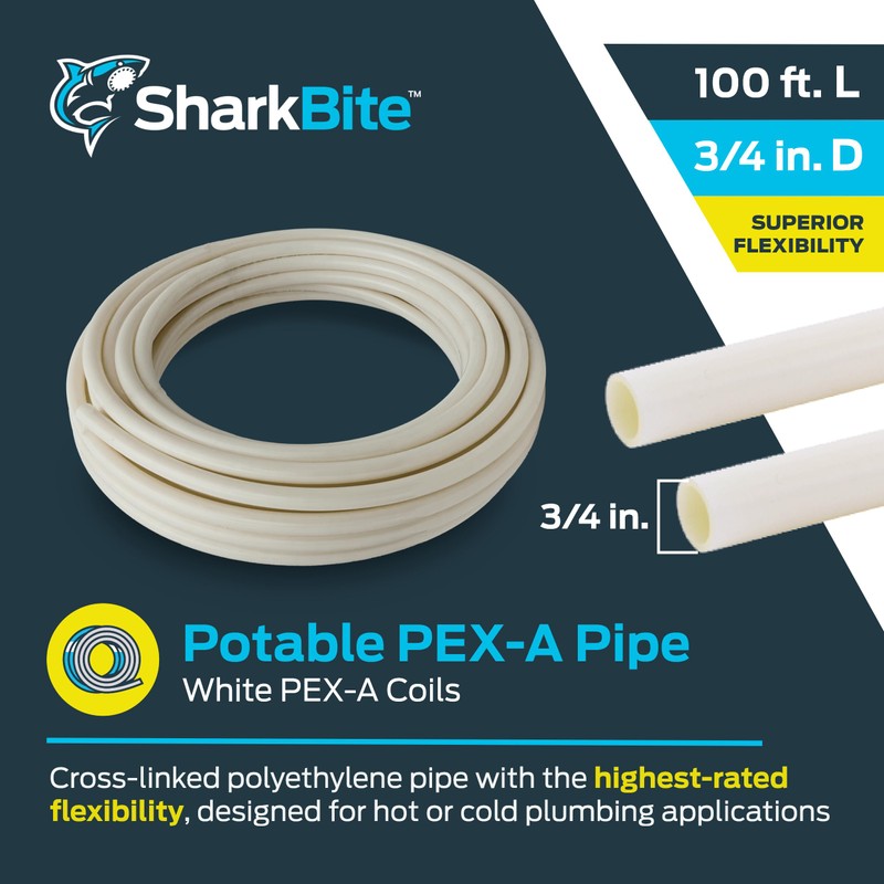 SharkBite 3/4 Inch x 100 Feet White PEX-A, Made in
