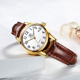 Women's Watch, Blue, Stylish, Wristwatch, Waterproof, Ultra Thin, Women's, Leather Belt, Brand, Leather, Analog, Small, Simple Dial, Easy to See Fashion, Thin, Lightweight, High School Student Watch