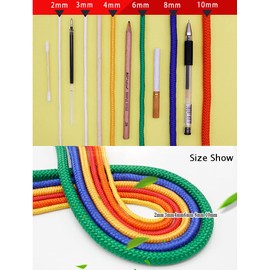 Fuwok 2/3/4/6/8/10MM 20M(64ft) Nylon Rope,Rattail Silk Cord,All Purpose Rope,Assorted Colors Nylon String Twisted Durable Long Ropes (Green, 8mm)