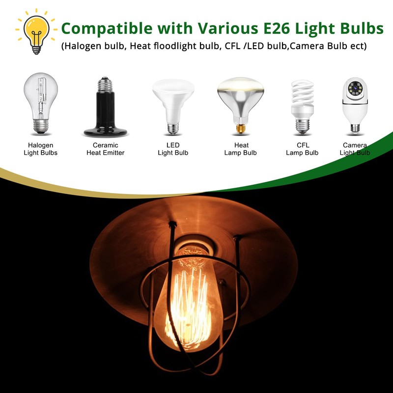 E26 Light Socket,Standard Medimun Screw Bulb Socket Lamp Holder,E26 Porcelain