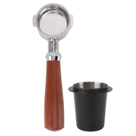 51mm Coffee Bottomless Portafilter 2 Ears Detachable Coffee Portafilter with Coffee Powder Picker for 51mm Coffee Machines Black