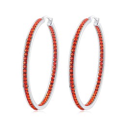 CiNily Mult-colors Crystal Stainless Steel Hoop Earring for Women Hypoallergenic Jewelry for Sensitive Ears Large Big Hoop Earrings 2", Stainless Steel, No Gemstone