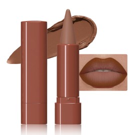 JUAAZIN Warm Brown Gradient Matte Lipstick Crayon Lip Liner pencil, Flawless Contour Gradual Ombre Effect lip Liner Thick Pencil, for Women Long Lasting Waterproof Smudge Proof Lipstick Pencil 01#
