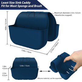 OKeanu Sponge Holder for Kitchen Sink, Silicone Sink Saddle Caddy Organizer Rack, Sponges Holder Over Faucet, Hanging Kitchen Organizer Accessories Rack Basket - Navy Blue