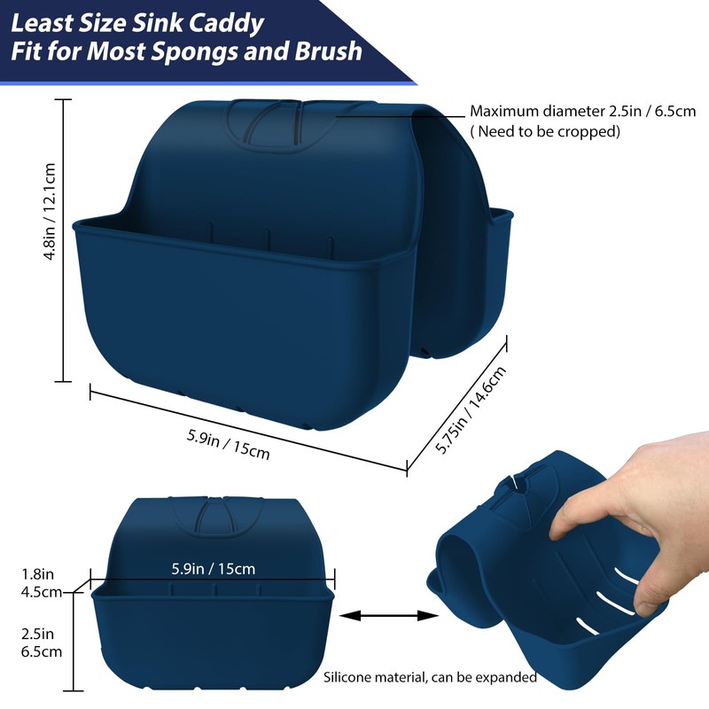 OKeanu Sponge Holder for Kitchen Sink, Silicone Sink Saddle Caddy