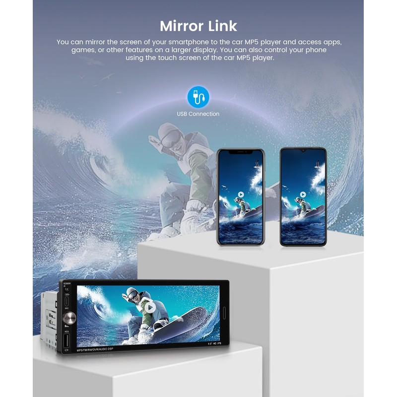 KYNNT Single Din Car Stereo Wireless Carplay & Android Auto,