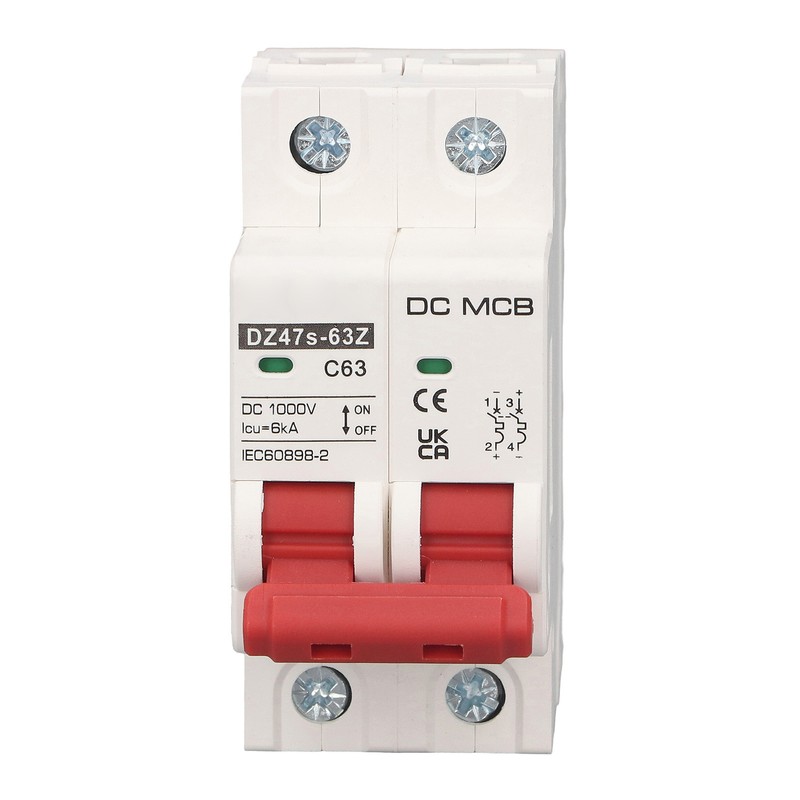 DC Circuit Breaker 2P 63A 6KA Breaking Capacity DIN Rail