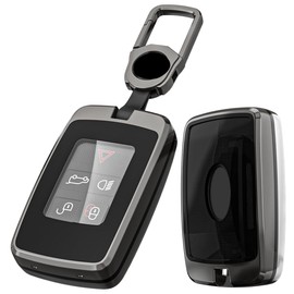 K LAKEY Alloy Metal Key Fob Cover,Compatible with Land Rover Range Rover Evoque Velar Sport Discovery Jaguar XE XF XJ F-Pace F-Type Key Fob,Armor TPU Key Fob Case Black