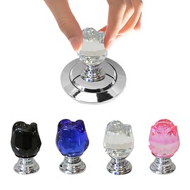 Voyyphixa 4Pcs Rose Shape Toilet Button Pusher, Toilet Push Button Topper Toilet Flusher Top Push Button for Long Nail for Toilet Lid & Tank Covers Drawer Toilet Tank Button Aid Bathroom Decor (Rose)