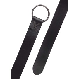 Battle-Merchant Strong Medieval Style Leather Belt with Brass Ring Extra Long Brown or Black Viking Long Belt LARP Belt for Women, Men or Children Various Lengths - 150 cm