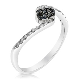 Vir Jewels 1/4 cttw Black and White Diamond Composite Ring .925 Sterling Silver Size 7