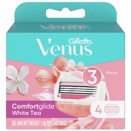 Venus Comfort Glide White Tee Razor Blades, Pack of 4, 1 Piece / Venus 컴포트 글라이드 화이트티 면도날, 4개입, 1개