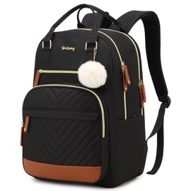 VANKANY College Backpack for Women, Fashion Laptop Backpack Tote Work Bag for Teacher Nurse Travel, Cute Bookbag for Girls Casual Everyday, Black Brown