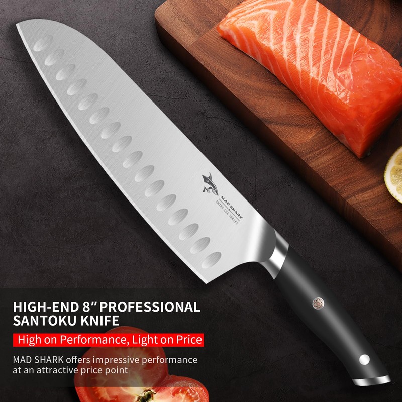 MAD SHARK 8" Santoku Kitchen Knife, Forged German High Carbon