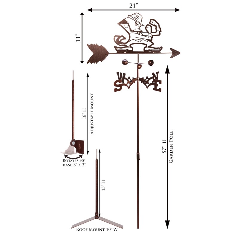 SWEN Products Notre Dame Fighting Irish Weathervane (Garden Stake Included)