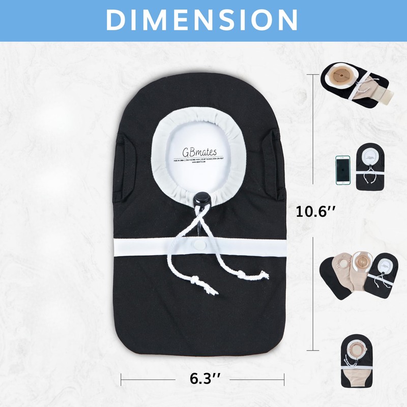 GBmates Ostomy Bag Cover Rose Noir, Rose Noir, One Size