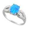 SILVERCLOSEOUT Sterling Silver Created Blue Opal Engagement Ring - Size 7