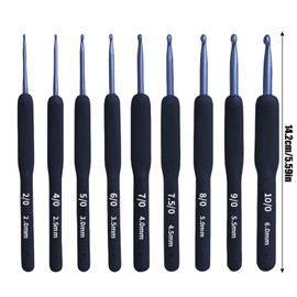Ergonomic Crochet Hook Set, Blue Handle Crochet Knitting Needles Kit 2.0 mm - 6.0 mm, Crochet Hooks with Needles and Stitch Markings for Arthritic Hands, Chunky Ergonomic Metal Crochet Hook Set