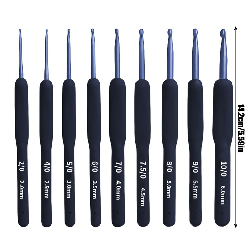 Ergonomic Crochet Hook Set, Blue Handle Crochet Knitting Needles Kit