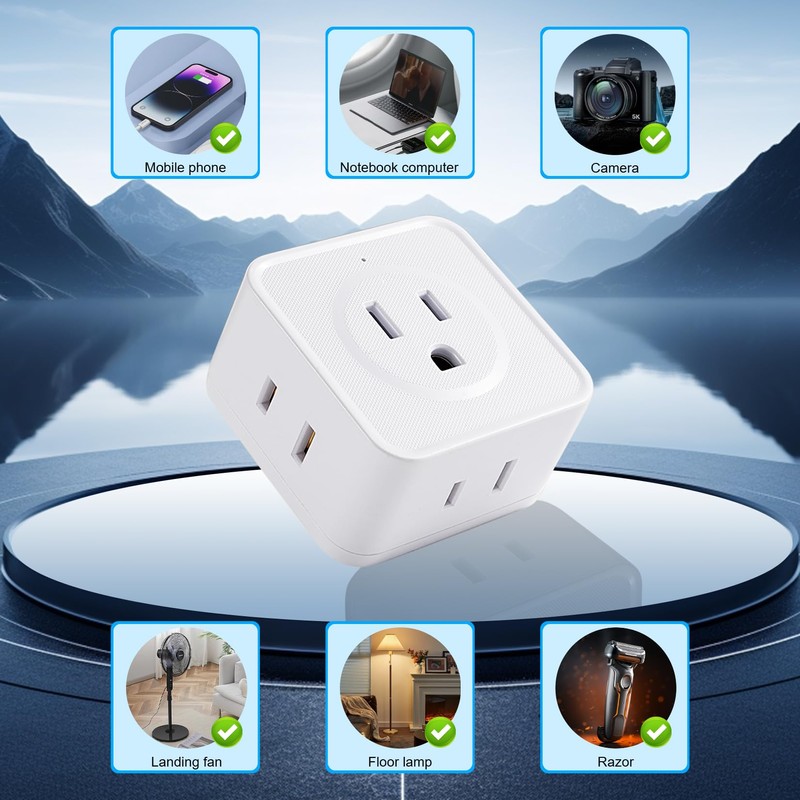 Multi Plug Outlet Extender, FiiMan 5 Outlet Splitter Wall Adapter,
