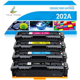 TRUE IMAGE Compatible Toner Cartridge Replacement for HP 202A CF500A 202X M281fdw HP Color Pro MFP M281fdw M281cdw M254dw M281fdn M254 M281 202 Toner Printer (Black Cyan Yellow Magenta, 4-Pack)