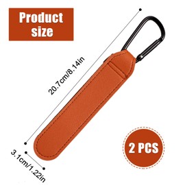 2pcs Baby Stroller Hooks, Adjustable Stroller Clip with Leather Buckle Strap Multipurpose Leather Style Stroller Hooks for Bags Hanging Shopping Diaper Bags (Brown)