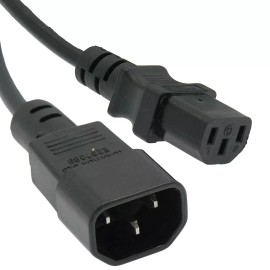My Cable Mart 3ft Computer Power Extension Cord (NEMA C14 to C13 Plug 18AWG  Black