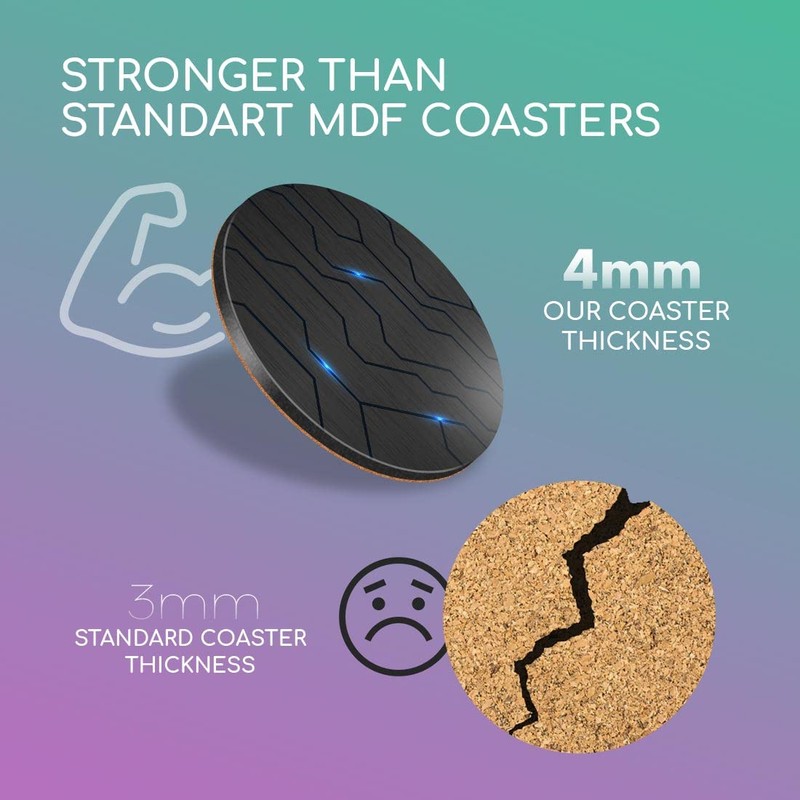 1 x Round Coaster - Futuristic Technology Gaming Style Cork