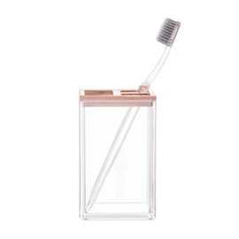 InterDesign 歯ブラシスタンド ホルダー 洗面所 Clarityクリア ローズゴールド 41288EJ
