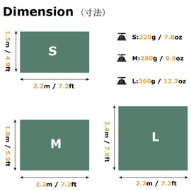 YAPJEB Groundsheet Tarp (Black, L)