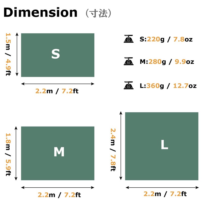 YAPJEB Groundsheet Tarp (Black, L)