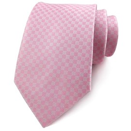 Secdtie Men's Gingham Striped Ties Formal Business Designer Wedding Groomsmen Neckties 3.15", Blush Pink, One Size