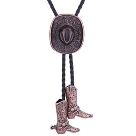 HUABOLA CALYN Western 3D Cowboy Hat bolo tie- Fashion Vintage Cowboy Knight Boots Bolo ties for Men