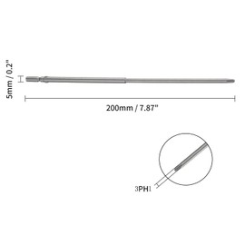 Hegebeck Cross Head Screwdriver Bits S2 Steel Magnetic 3mm PH1 Phillips Tips Set with 1/5 Inch Round Shank 200mm Long for Electrician Mechanic and Repair Work 5 Pcs