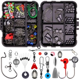 257-Piece Terminal Tackle Set, Portable Fishing Accessory Set with Tackle Box, Corrosion Resistance, Anti-Wrap Fishing Hook Set for Outdoor Use (Black)