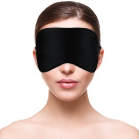 ARIALK Eye Mask, Blindfold, Sound Sleep, Light Blocking, Eye Stain, Comfortable Sleep, Nap, Sleep, Silk Material, Lightweight, 2 Bands, No Pressure, 1 Black