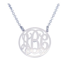 3 Initials Circle Monogram Necklace 3/4 Inch Sterling Silver Monogrammed Bridesmaids Gift SM41C