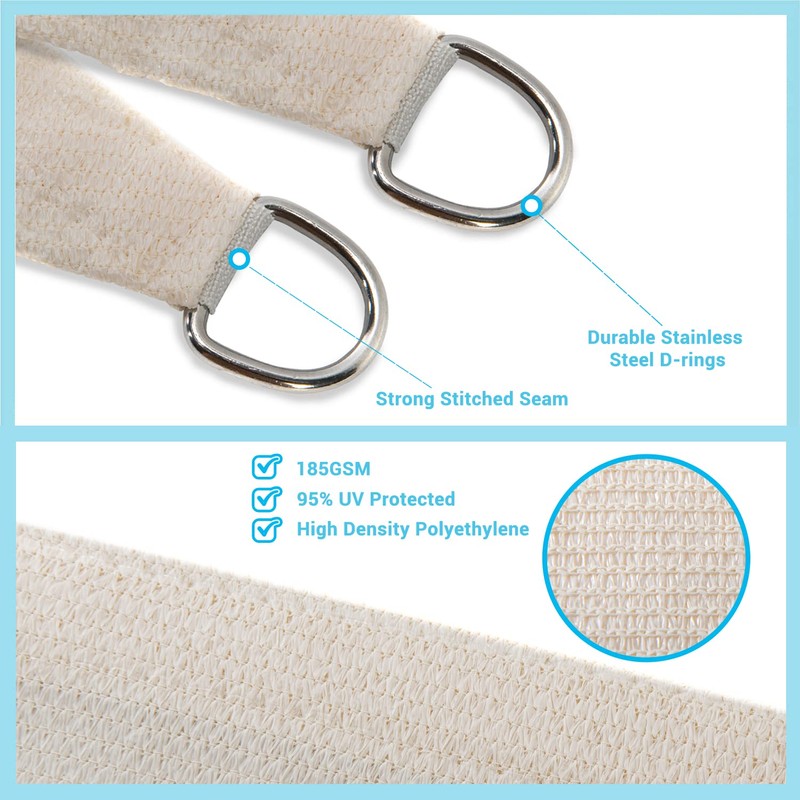 AsterOutdoor Sun Shade Sail Rectangle 12' x 16' UV Block