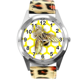 TAPORT Leopard Print Leather Round Quartz Watch for BEE Fans