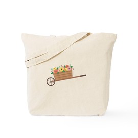 CafePress Flower Wheelbarrow Tote Bag Reusable Natural Beige Canvas Shopping Bag
