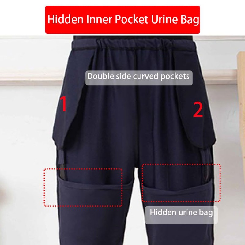 AUSTYLCO Urine Bag Holder Pants with Zippered Pockets,Incontinence Catheter Pants,Urine
