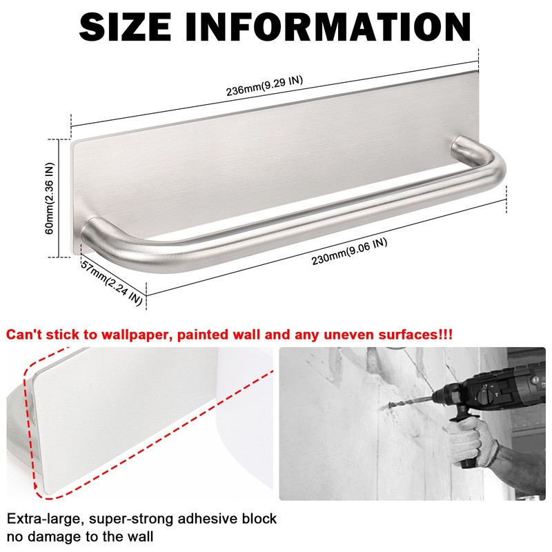 Self Adhesive Hand Towel Holder- 304 Stainless Steel Hand Towel