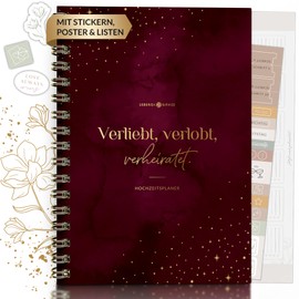 Lebenskompass® Wedding Planner Book with Practical Poster "Love" Wedding Planner with Schedule, Lists and Tips for Perfect Wedding Planning - with Stickers - A5 +