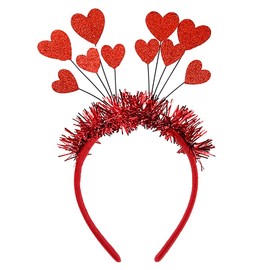 Red Heart Head Bopper Headband Valentine's Day Love Heart Hair Band Hoop Glitter Tinsel Headpiece Sequin Heart Shaped Hair Accessories for Valentine's Day New Year Wedding Birthday Party Gift
