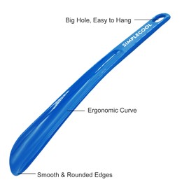 SIMPLECOOL Plastic Shoe Horn, Portable Travel Shoe Horns. Small Shoehorn Boot Shoehorns, Shoes Wearing Helper Spoon Stick Assist Tool for Men Women Seniors Kids. (Blue/9.8"/2pcs)