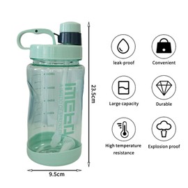 1.1 Litre Water Bottle -Screw cap, Drink straight or straw，Leak Proof Big Water bottle Ideal for Gym, Adults, Clear Water Container Large Sports Bottle (blue)