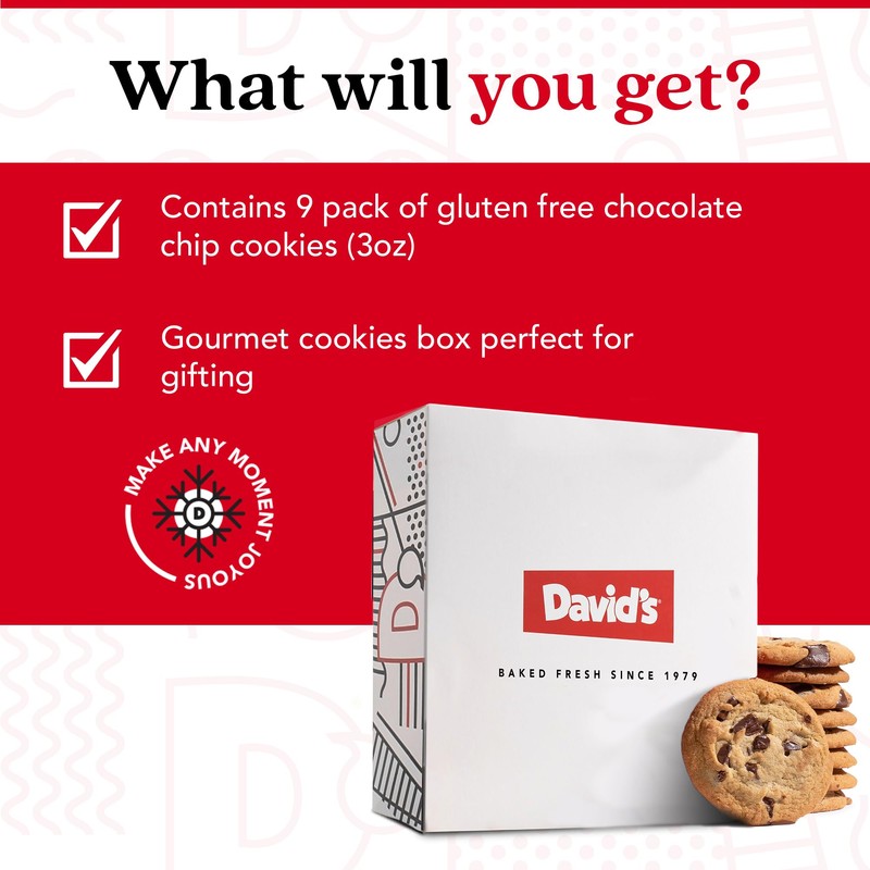 David's Cookies Gluten-Free Chocolate Chip Cookies 9-pack - Gourmet Cookies